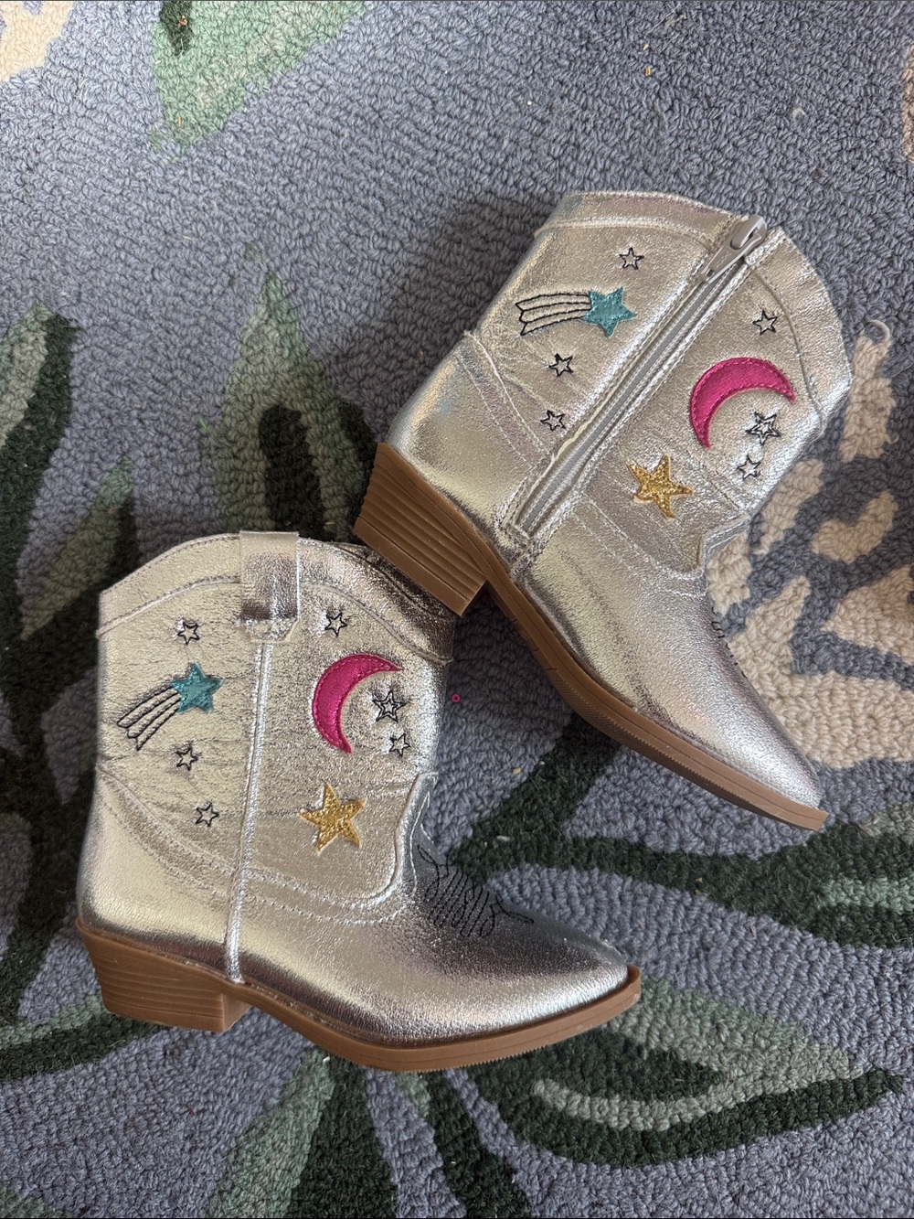 Tucker + Tate Silver Western Star & Moon Embroidered Boots